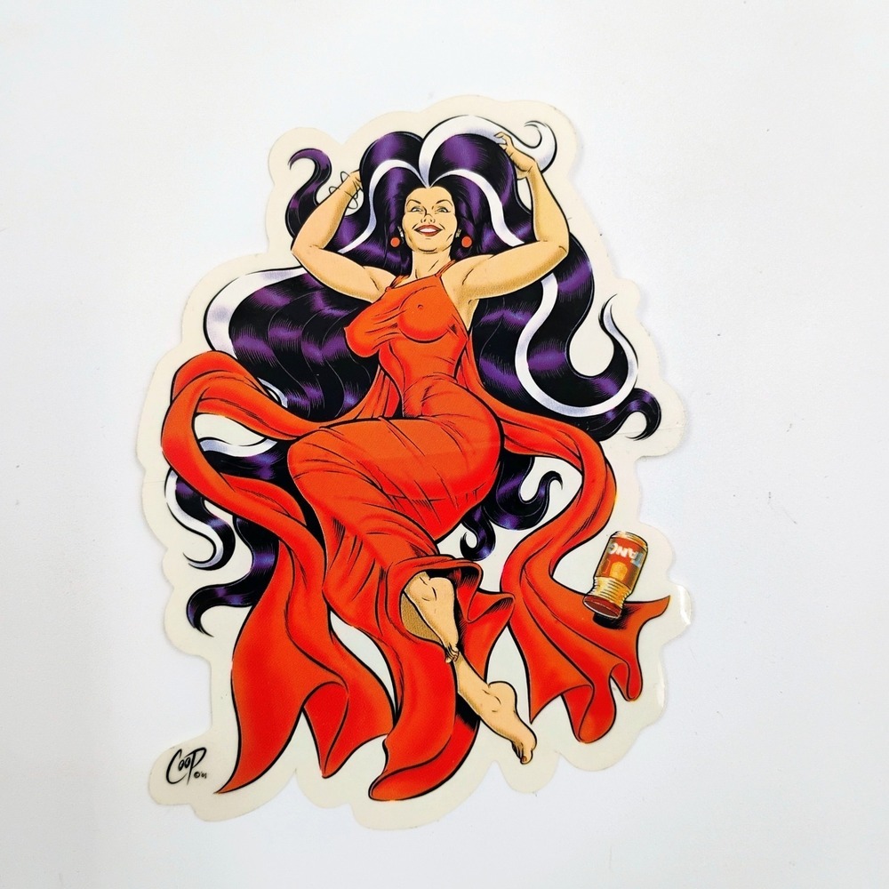 Coop Art Sexy Woman Orange Dress Sticker Decal Posterpop 90's Vintage Y2K 2000's